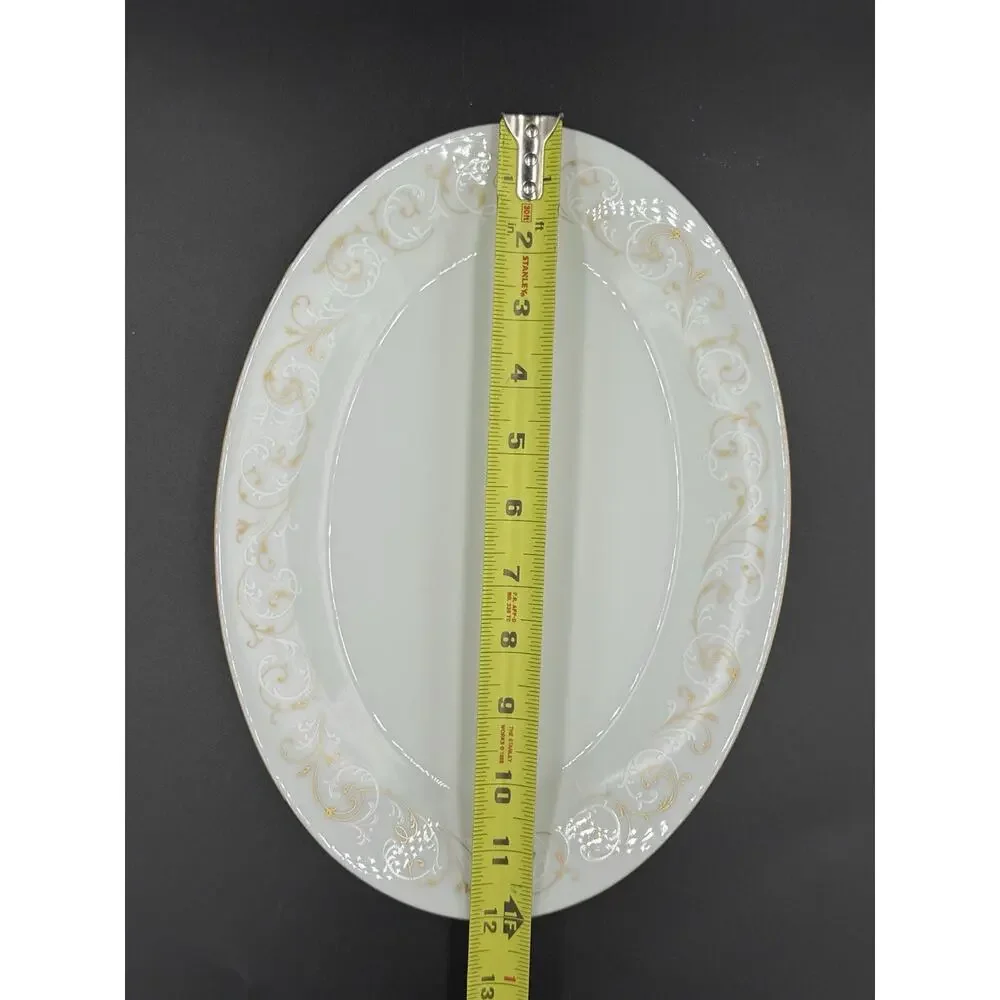 Noritake Duetto 6610 Oval Serving Platter 12” Gold Scroll Japan Vintage